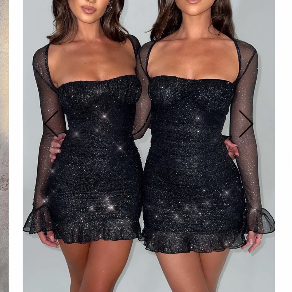 BAYBOO FASHION BREA MINI DRESS IN SPARKLE BLACK